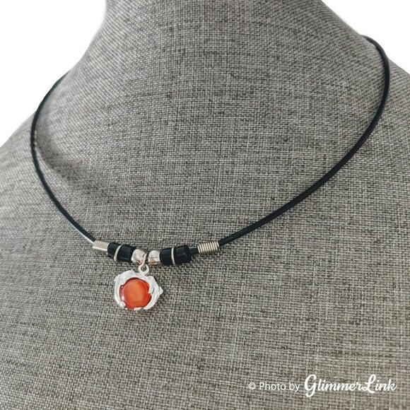 Dolphins Orange Glass Ball Cord Necklace - Picture 4 of 9